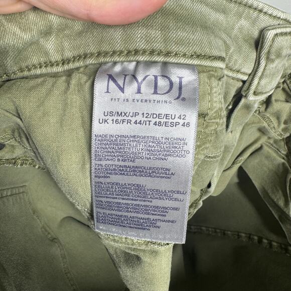 Not Your Daughters Jeans Women 12 Green Marisol Moss Lift & Tuck Tech Wide Leg - Picture 10 of 11